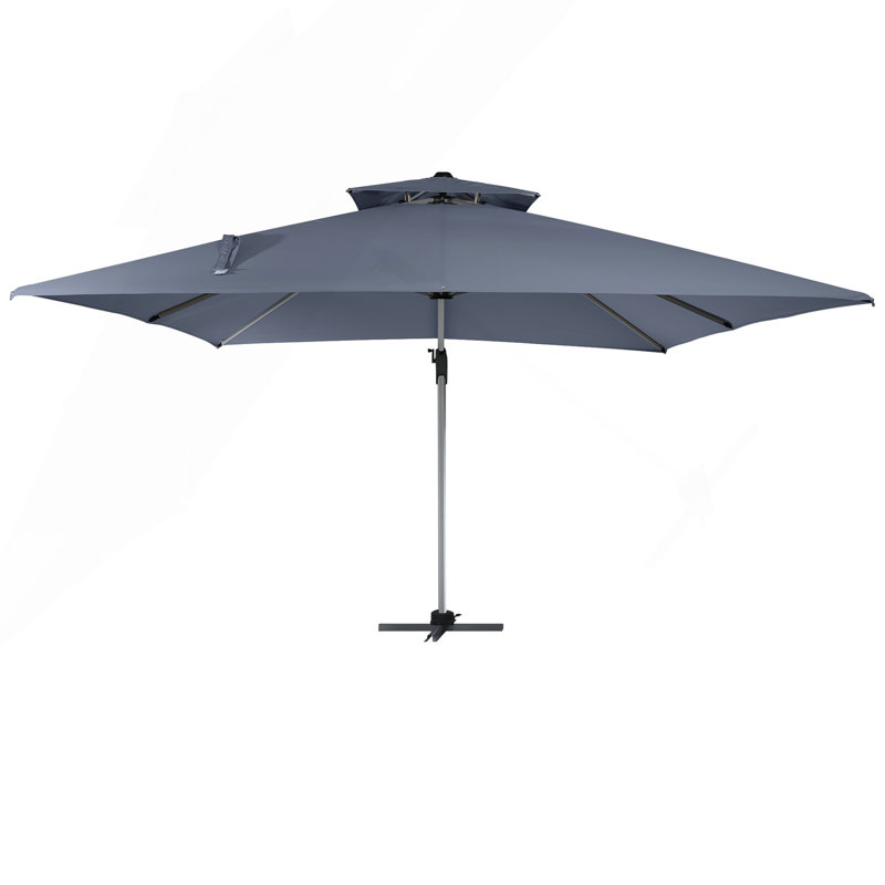 Parasol carré extérieur double toile de 3,35 m (gris, base non incluse), Grey