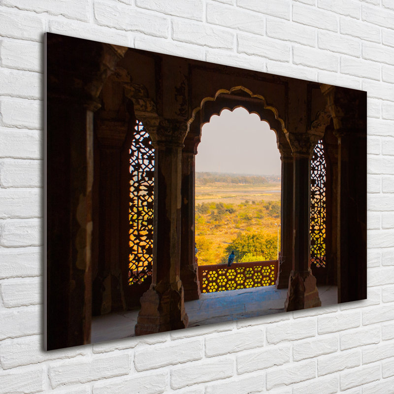 Glass Print Wall Art 100X70cm Image Printed On Glass Decorative Wall Picture Behind Toughened / Tempered Safety Real Glass For Kitchen & Living Room Theme:Fort Agra India
