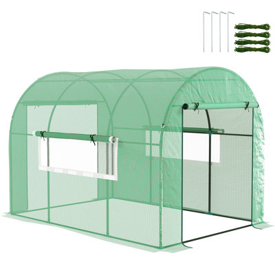 Outsunny 3 x 2 x 2m Polytunnel Greenhouse Walk-in 2 Large Doors Green