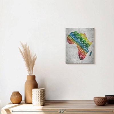 Carte de l'Afrique, nuage de mots sur toile