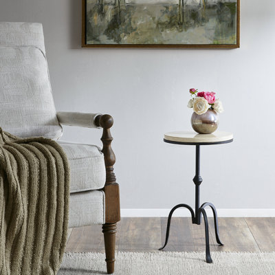 Table d'appoint artistique en marbre avec support en métal noir pour cadre de chambre à coucher 11.19