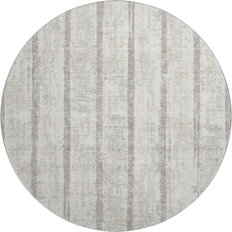Premium Machine Washable Prisco Ivory Rug, Round 8'
