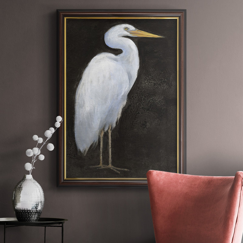 «White Heron Portrait I», peinture sur toile encadrée, H 27 po x l 18 po x P 2,5 po