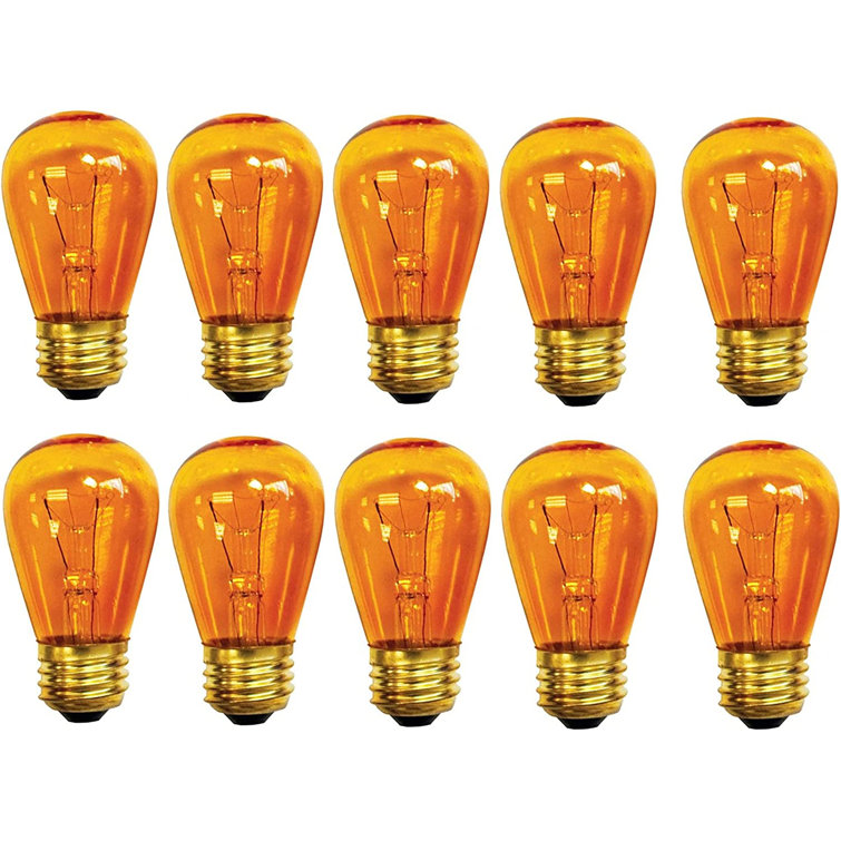 25-Pieces 11W S14 Dimmable Transparent Amber Sign Light Bulb String Light Bulb Replacement