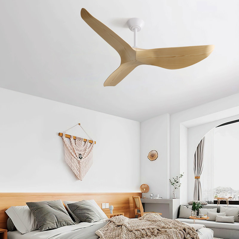 Ventilateur de plafond d'intérieur de 52 pouces sans lumière avec moteur à courant continu réversible à 3 vitesses, Blanc