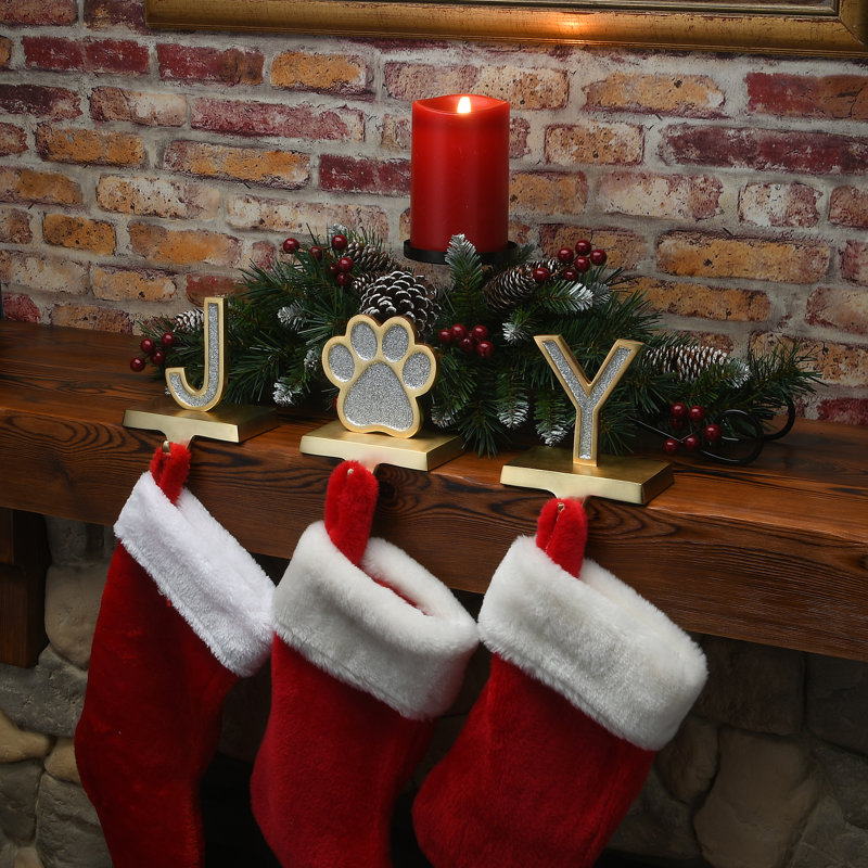 Porte-chaussettes 3 pièces The Holiday Aisle® Silver Sparkle JOY, 3 pièces