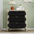 3 Drawer Buffet Sideboard With Adjustable Shelves, Storage Cabinet With Natural Seaweed Decor Doors For Living Room Kitchen Entryway