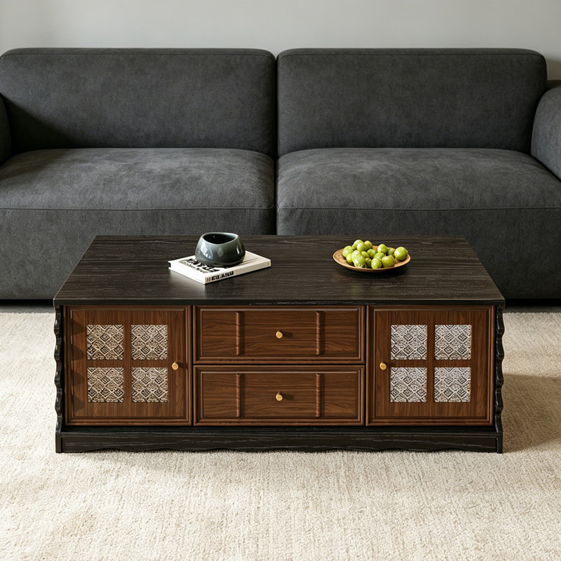 Table basse de style français avec rangement rétro, H 16,5 po x L 55,1 po x l 31,5 po