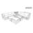 Ensemble de canapé modulaire de patio 8 pièces gris avec boîte de rangement et plateau de table en verre transparent