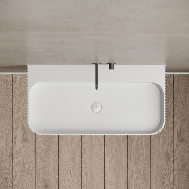 MonBlari 29.5" X 18" Solid Surface Fluted Wall Mounted Bathroom Sink Matte White, 29.53" L x 18.11" W x 4.72" H, Matte White