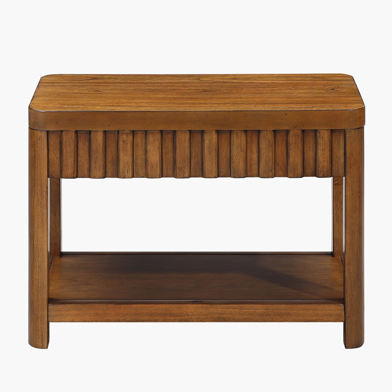 Side Table with Storage Shelf, Walnut
