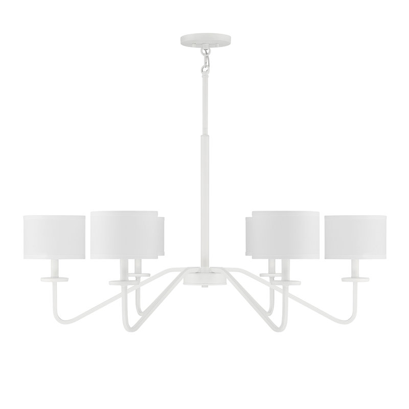 Lustre classique 6 lumières à abat-jour en blanc bisque Loudoun