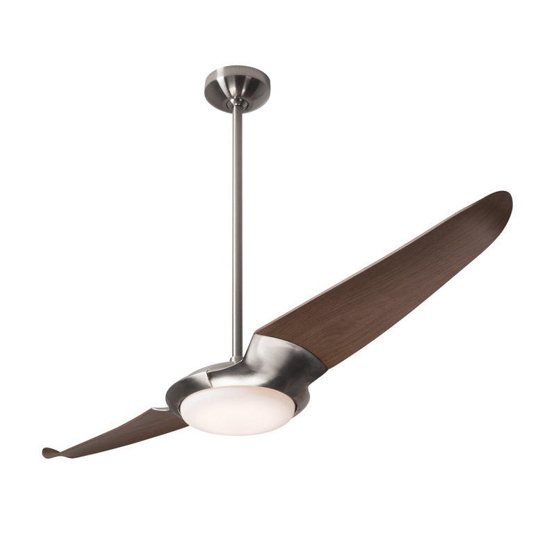 IC Air 56'' Ceiling Fan with LED Lights, Remote Control, Mahogany, Bright Nickel