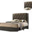 Lit pour chambre à coucher avec tête de lit design, couleur grise, structure en bois d'hévéa pour la chambre à coucher, finition,