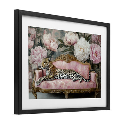 Where The Leopard Dreams Framed Print Under Glass, design by Tina LeCour