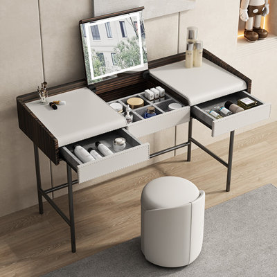 Commode simple en bois massif à miroir