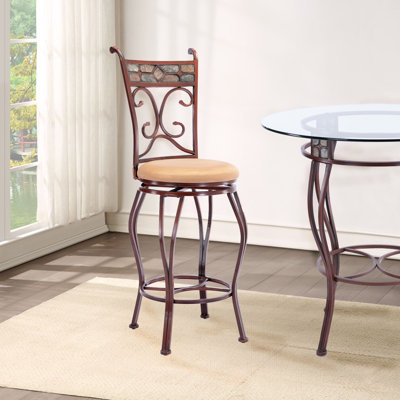 Camire Swivel Upholstered Counter Stool with Metal Frame