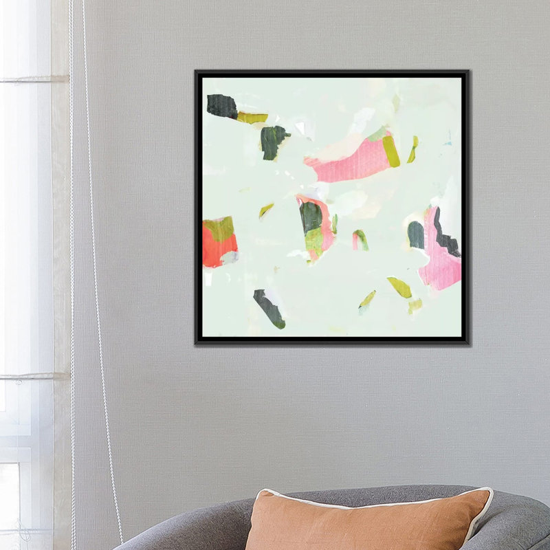«Olive Scatter II», impression sur toile tendue, H 18 po x l 18 po x P 1,5 po, Toile encadrée noire, Pas de tapis