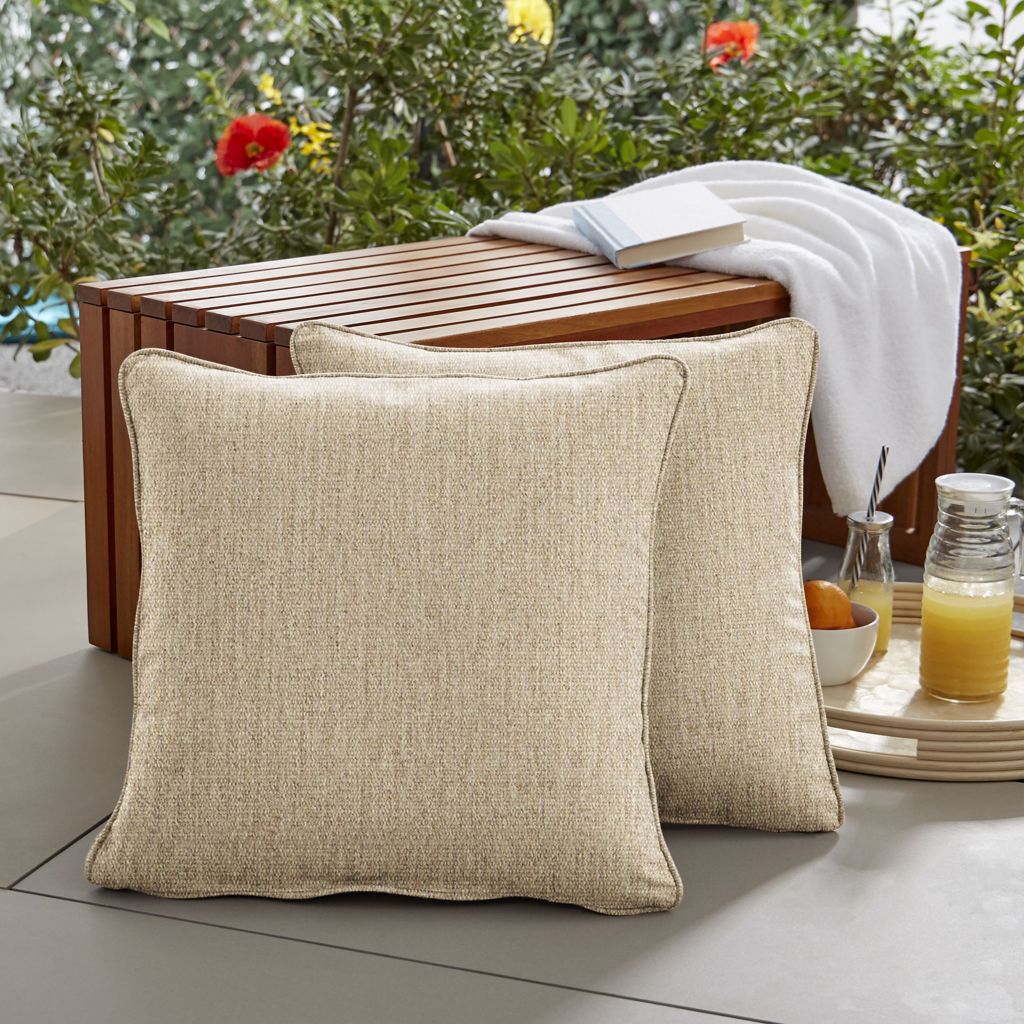 Tinsley Sunbrella® Indoor/Outdoor Throw Pillow, Dark Green, 18" x 18"
