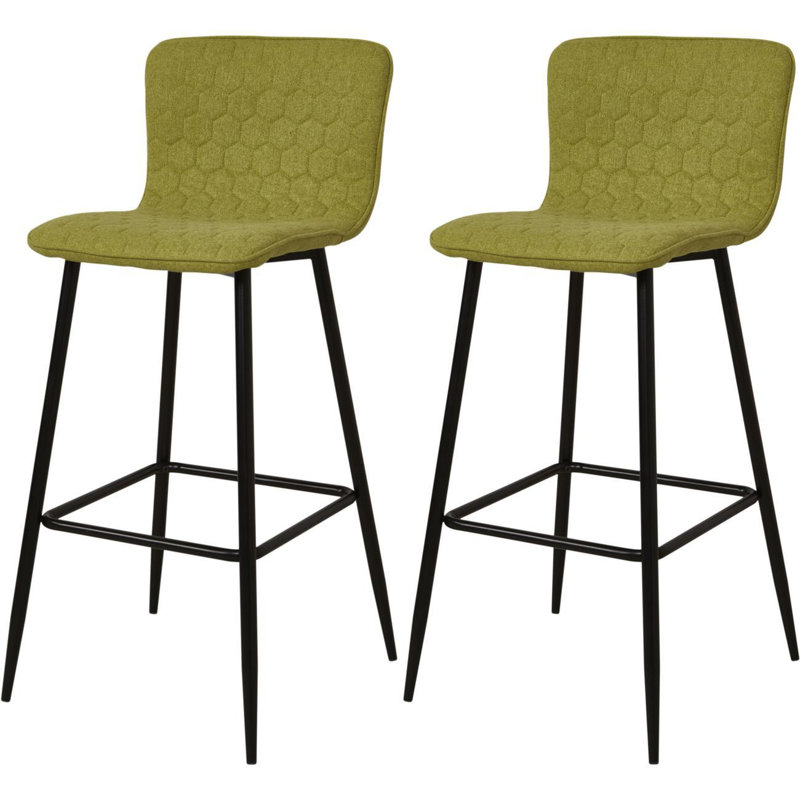 Tolbert Upholstered Counter Stool with Metal Frame, Green