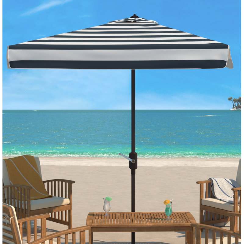 Parasol de plage inclinable 118 po Birdie, Bleu marine / Blanc