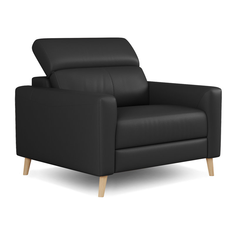Fauteuil d'appoint en cuir Tawanne, Noir, noir, noir, noir