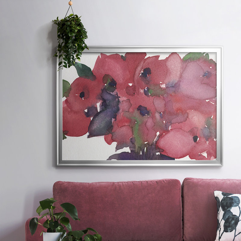 Floral I, impression sur toile encadrée, Argent, H 30 po x l 44 po