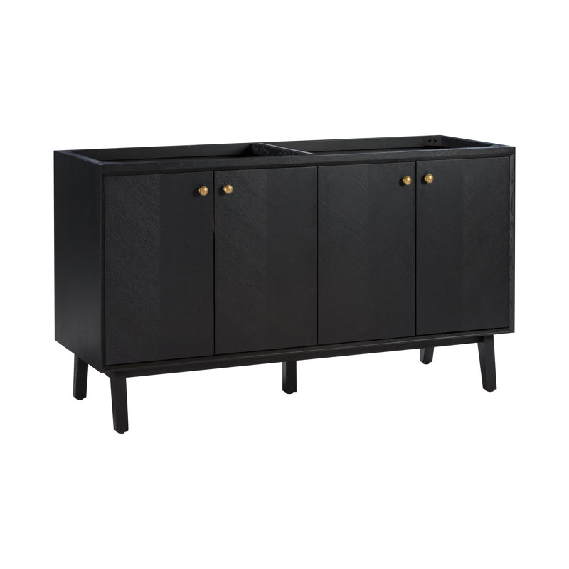 Adele 60'' Black Oak Double Bathroom Vanity Base