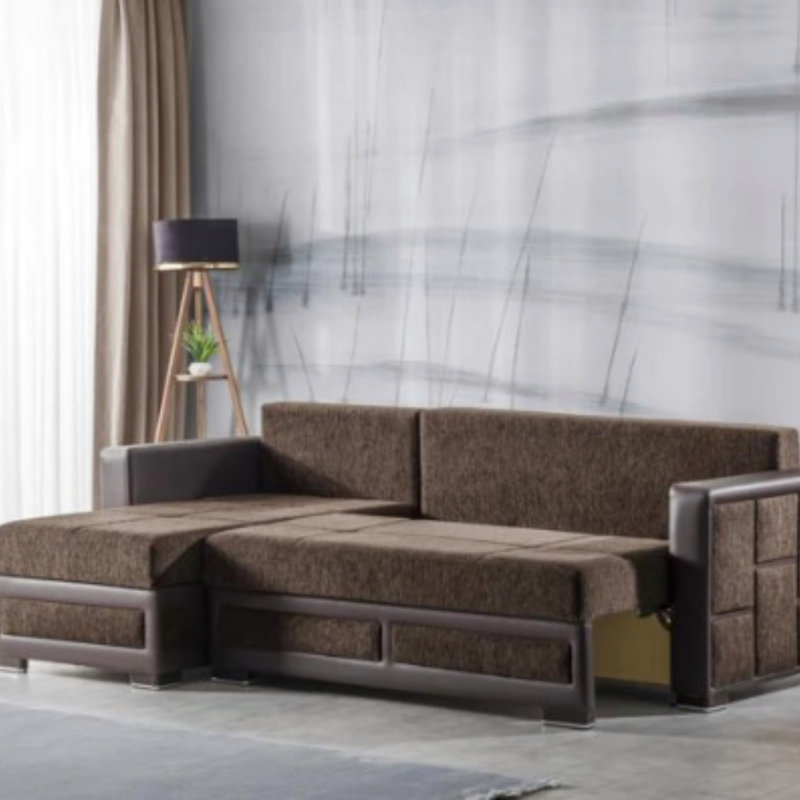 Primenest Urbanedge Upholstered Convertible Sectional With Storage, Brown Chenille 
