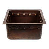 16" Gourmet Rectangular Hammered Copper Bar/Prep Sink w/ Barrel Strap Design
