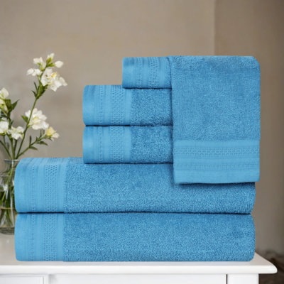 Ensemble de serviettes de toilette mi-lourdes à bordure gaufrée texturée 100 % coton