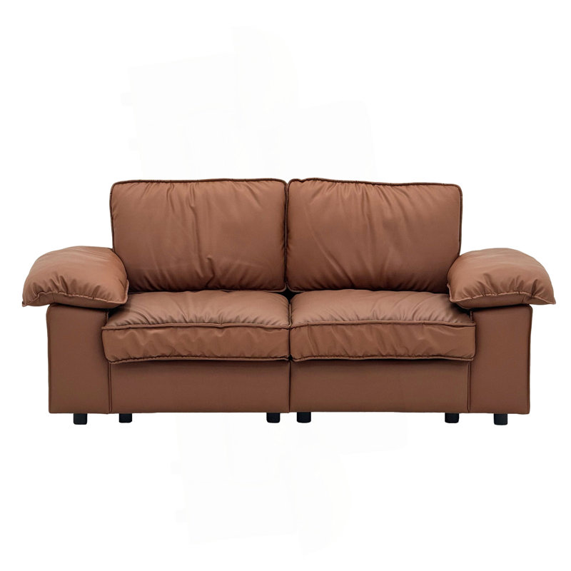 (2.5S SOFA) Canapé de rangement en similicuir brun 78,74 pouces, canapé 2 places avec compartiment caché pour petite causeuse moderne pour salon, appartement, chambre à coucher ou bureau