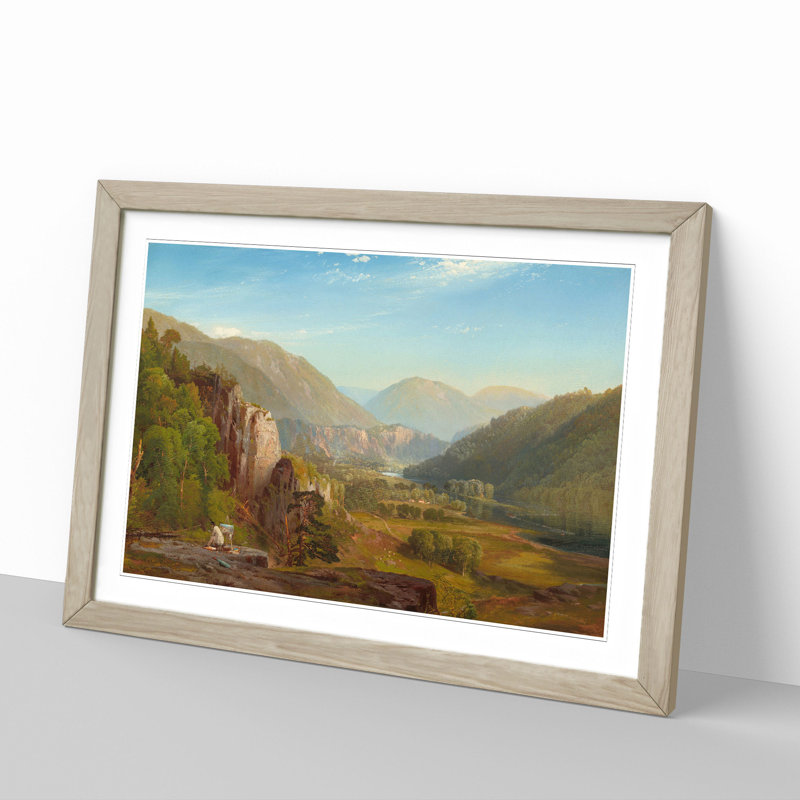 The Juniata by Thomas Moran - Picture Frame Painting, 48cm H x 65cm W x 2cm D, Oak