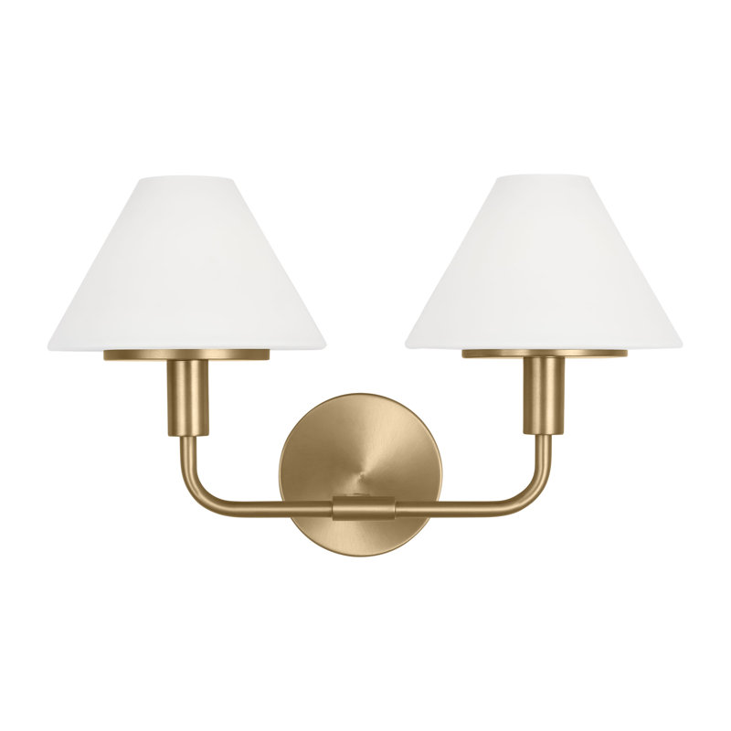 Kristin Medium Sconce from Generation Lighting , 2 Lights, Satin Brass, 11" H x 18" W x 8.875" D