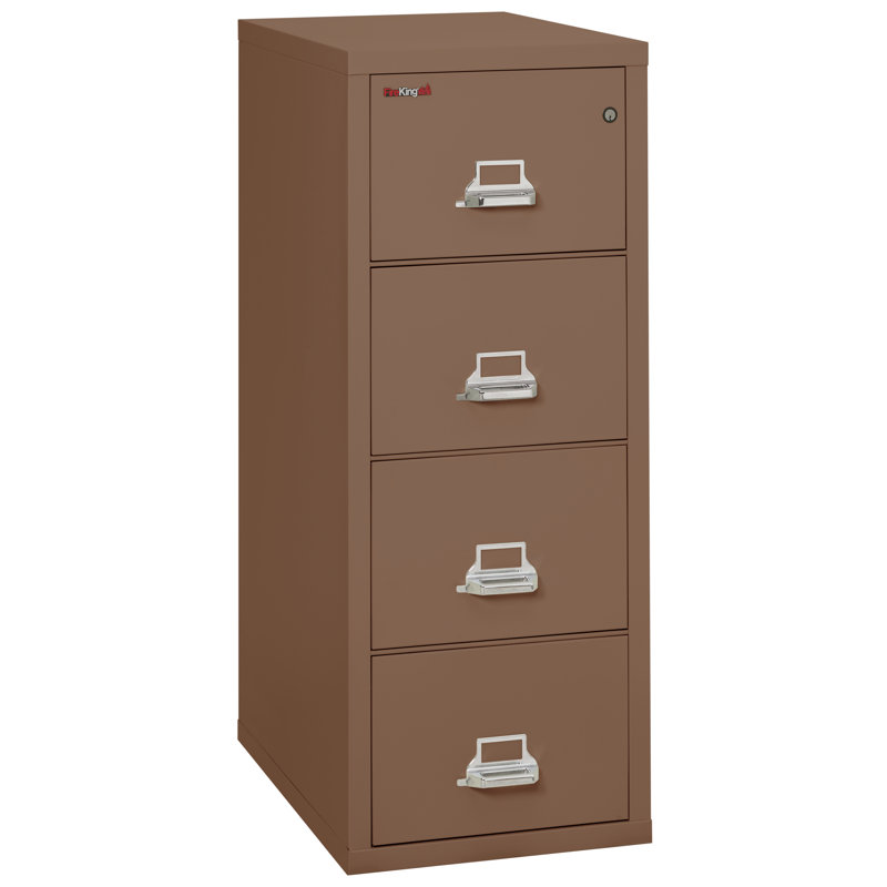Classeur vertical 4 tiroirs ininflammable, Brun clair, Verrou à combinaison inviolable, H 52,75 po x l 20,81 po x P 31,56 po 
