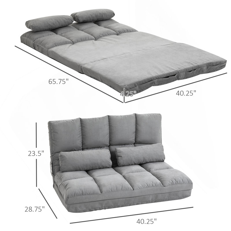 Fauteuil convertible,  H 23,5 po x l 51,25 po x P 28,75 po, Polyester gris clair