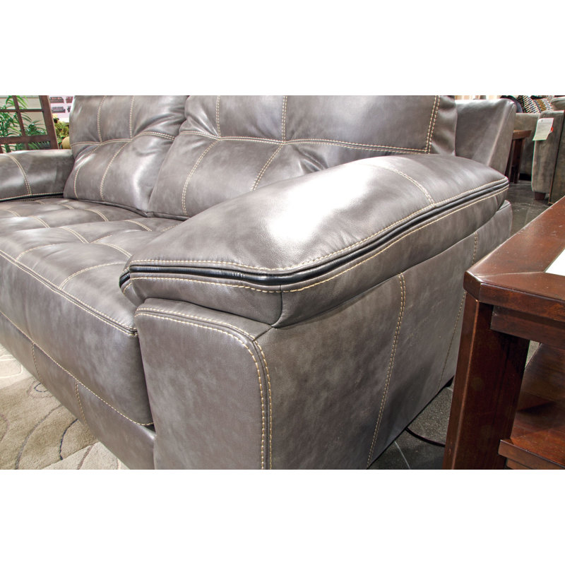 Bertold 61'' Wide Armchair, Steel Faux Leather