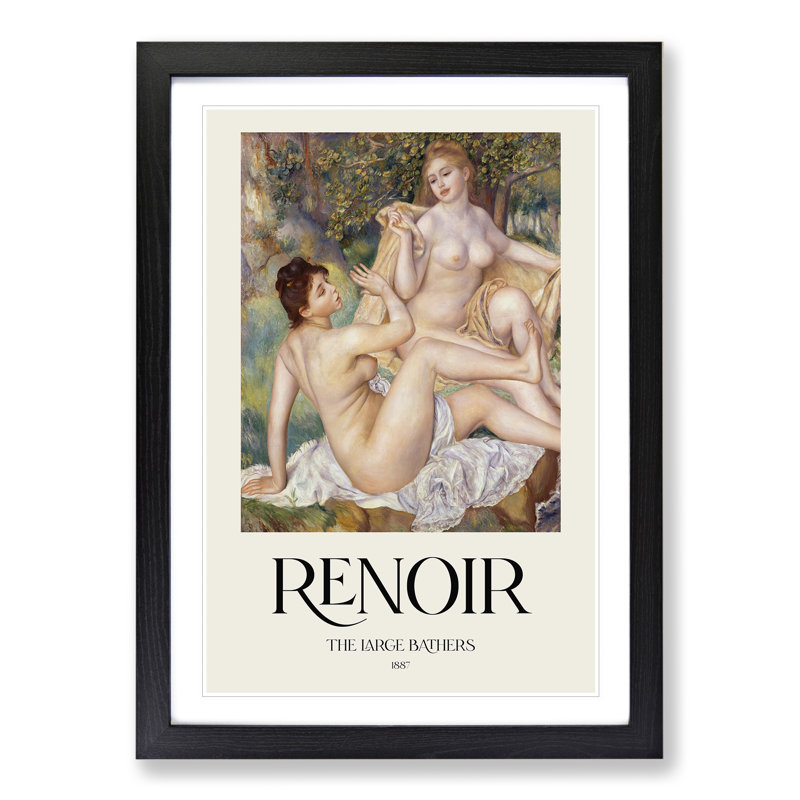 The Large Bathers by Pierre-Auguste Renoir - Picture Frame Painting, Black Framed, 65cm H x 48cm W x 2cm D
