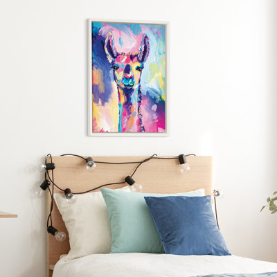 Lolly The Llama by Rachel Christopoulos Framed Canvas Wall Art Print