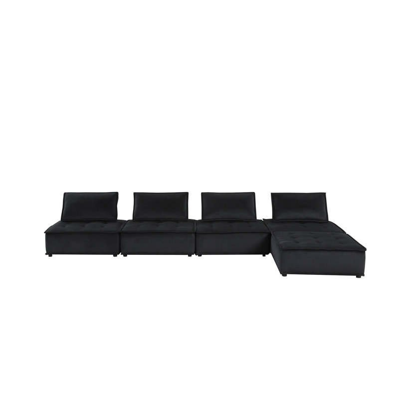 Canapé modulaire en velours noir 5 pièces Anna