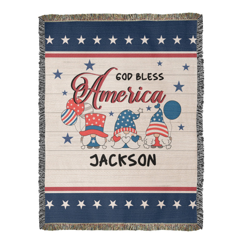 Couverture personnalisée avec nom God Bless America, 50 po x 60 po