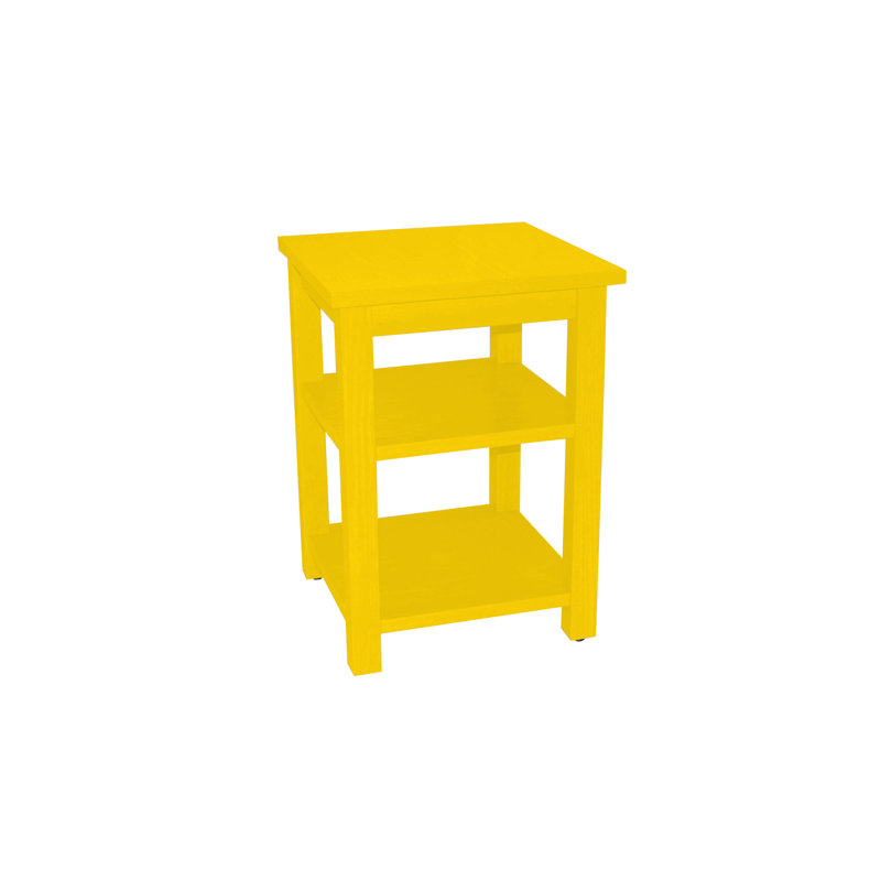 Table de chevet en bois massif Angeleque, Jaune canari
