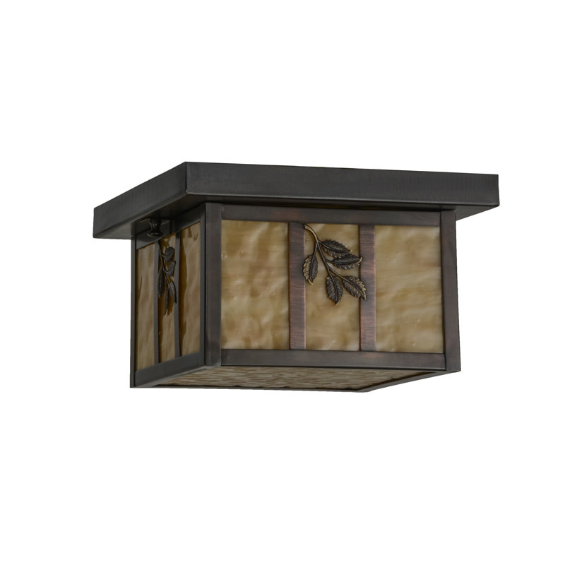 Plafonnier encastré carré 14 po à 1 lumières unique, Beige
