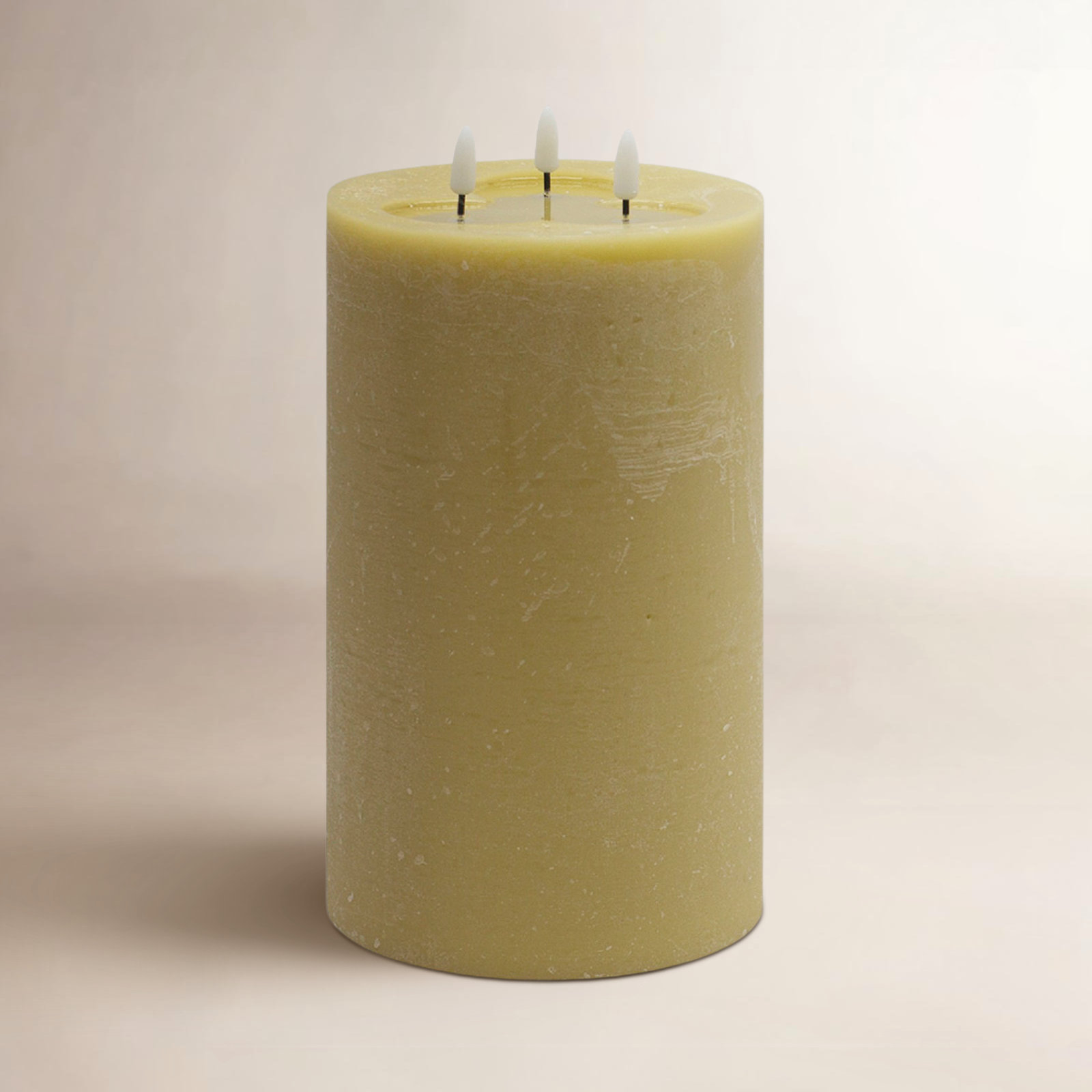 3 Wick Large Dark Champagne Flameless Candle, Green