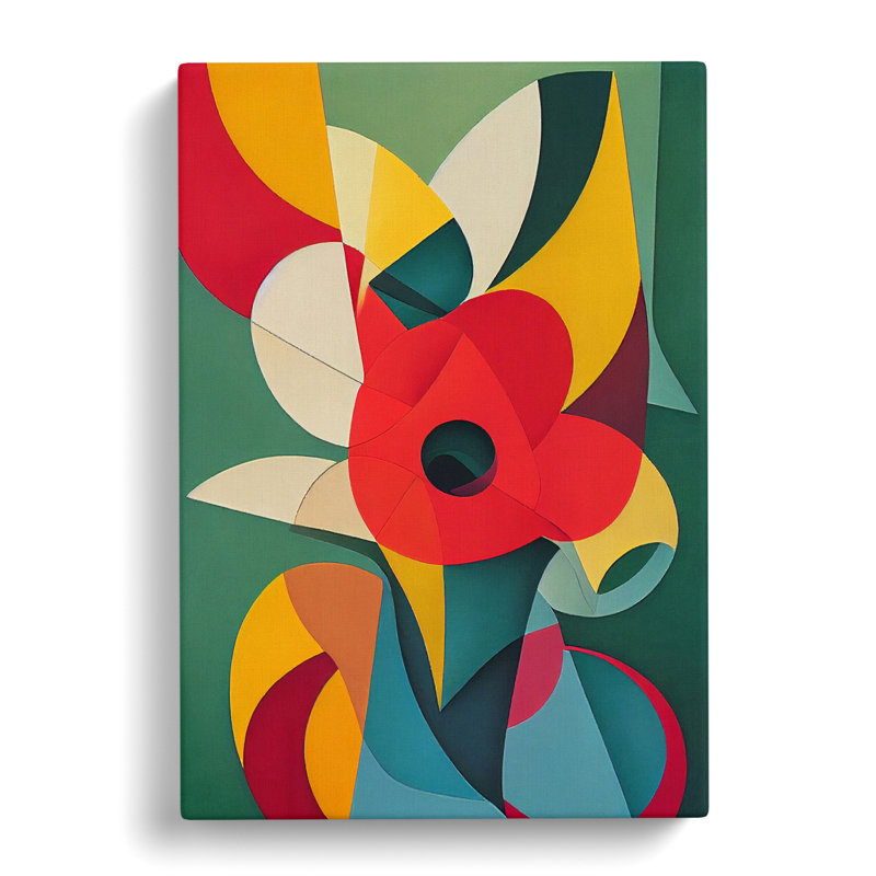 Lalma Floral Cubism Flowers - Wrapped Canvas, 50cm H x 35cm W x 3cm D