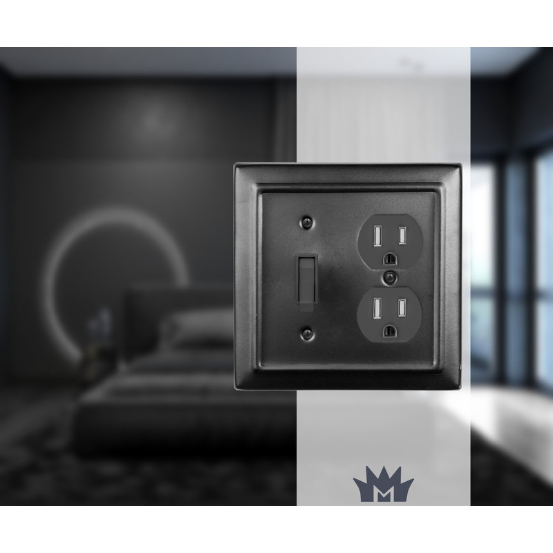 Architectural Matte Black 2-Gang Metal Wall Plate