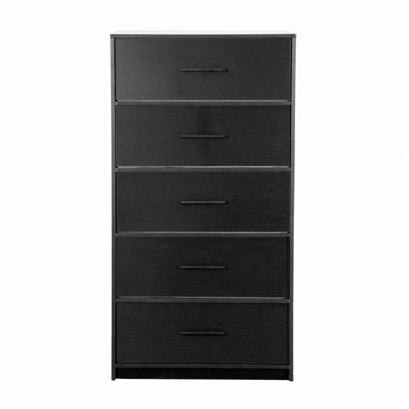 Commode 5 tiroirs avec tiroirs en tissu, Noir