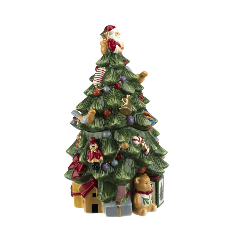 Spode Christmas Tree Tree Cookie Jar 12.25"