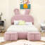 Lit plateforme tapissier avec DEL et 2 tabourets de rangement-888839854-888839848