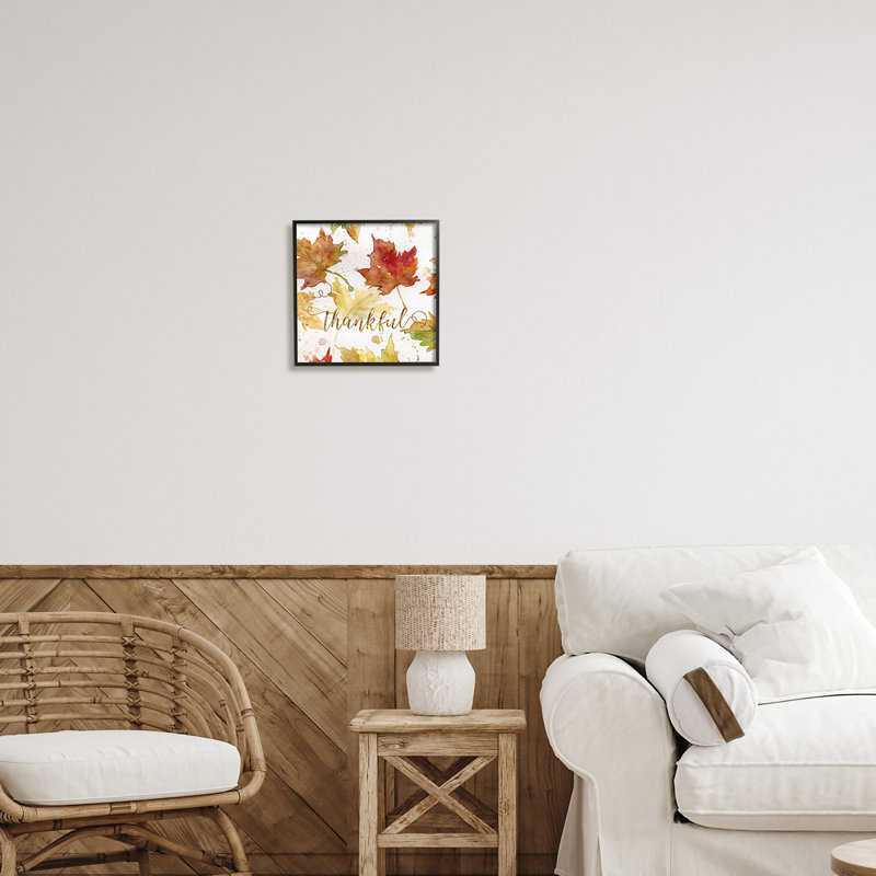 «Thankful Fall Leaves» par Carol Robinson, H 12 po x l 12 po x P 1,5 po, Giclée encadrée noir minuit